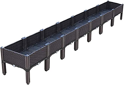 Maceteros Exterior Moderno soporte de planta de plástico estilo ratán Cama elevada de jardín para verduras Cama de jardín elevada Caja de plantación elevada Cajas de jardinería al aire libre con