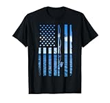 American Flag Fish Fisher Fisherman Funny Bass Fishing USA T-Shirt