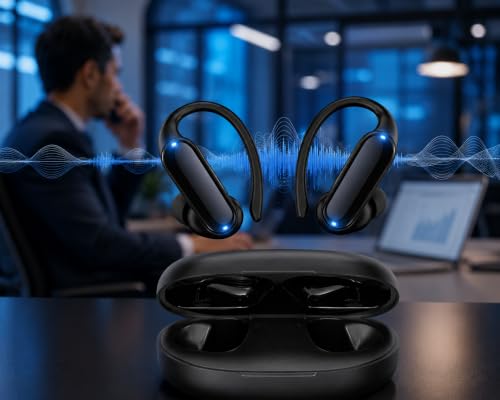 Image of J20 Wireless Bluetooth Earbuds, ENC Noise Cancellation, Ear-Lock Sports Design, 45H Playtime, Bluetooth 5.3, Touch Control, Fast Charging, IPX5 Water Resistant, White