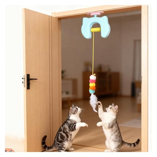 Générique Automatisches Katzenspielzeug- Hochziehspielzeug mit interaktivem springendem Spielzeug, kann an der Wand für Katzen im Innenbereich angebracht werden-4