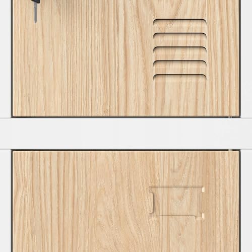 Jan Nowak Wertfachschrank 3B4A Fächerschrank Schließfachschrank mit 12 Fächern Metallspind Umkleideschrank Stahlblech Pulverbeschichtung Farbwahl 185 cm x 90 cm x 40 cm (Weiß-Holz)