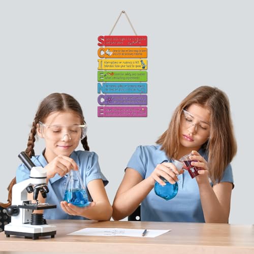 KAIRNE Science Wooden Sign,Chemistry Sign For kids Classroom Decor,Motivational Quotes Wall Decorations,Science Bulletin Board Decor,Class Rules Wooden Hanging Plaques for Teachers Must Have - Image 3