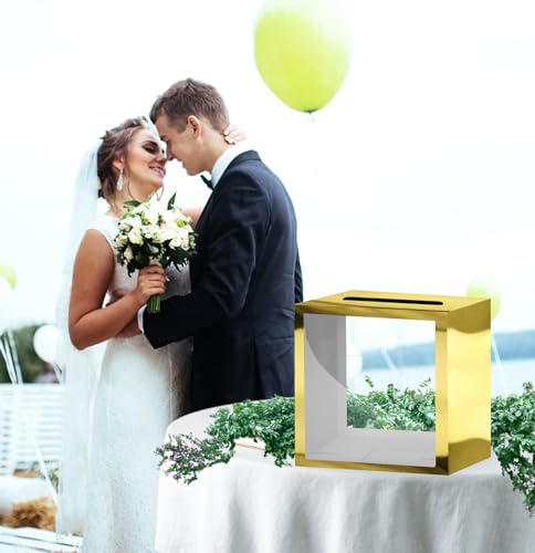 SietDESEO Gold Card Box for Party Diy Money Card Box Gift Card Box Holder for Wedding Reception Baby Shower Birthday Card Box - Thumbnail 7