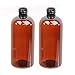 8 Ounce Amber Plastic Bottle with Black Lotion / Shampo Dispenser, 2 Pack with Paint Pen and Chalkboard Labels