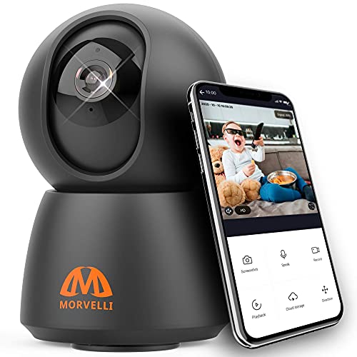 Newest 2021 FHD 1080P WiFi Indoor Home Security Camera Two-Way Audio, Smart Wireless Baby Monitor, IR Night Vision, App for iPhone, Android, Surveillance Security Cam Motion Detection, Alexa (Renewed)