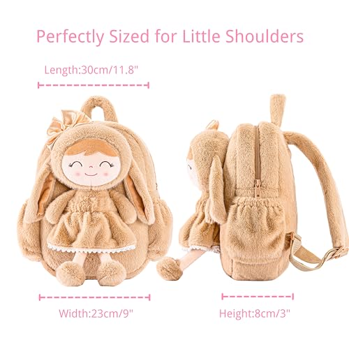 Image of Gloveleya Toddler Backpack with Soft Brown Rabbit 11 inches Detachable Design for Girl Age 2+