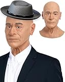 OOKIIMIMI Silicone Old Man Mask Realistic Human Face Head Mask for Man Silicone Full Head Mask Halloween Cosplay, White