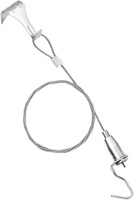 8 Set Heavy Duty Picture Hanging Kit - Picture Rail Hangers System 4.9 ft Adjustable Stainless Steel Wire with Locking Hooks for Frames, Mirrors & Gallery Walls - 66 lb Max Load (Type 1)