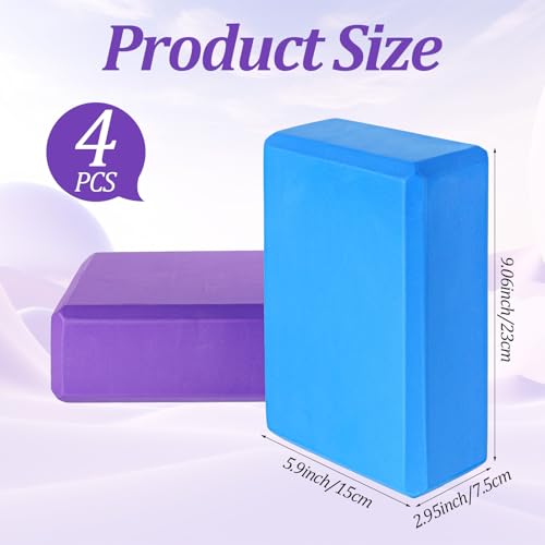 4 Pack Yoga Blocks, High Density Yoga Brick Foam Blocks for Pilates Workout, Improve Strength and Aid Balance and Flexibility, Soft Non Slip Surface for Pilates and Meditation (Multicolor) - Thumbnail 2