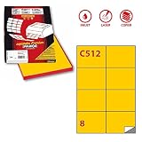 MARKIN etichetta adesiva c / 512 giallo 100fg in a4 (8 etichette da 105x74mm)
