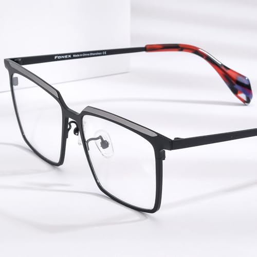 Image of FONEX Colorful Pure Titanium Glasses Frame Women Retro Round Eyeglasses