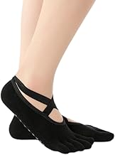 Judee Non-Slip Yoga Socks with grips, Anti Bacterial Anti-Skid Yoga Pilates Dance Ballet Cotton Walking & Bikram Fitness Socks Open Toe Socks