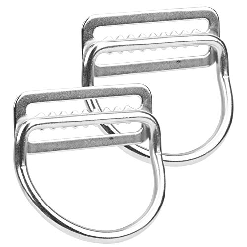 Akozon 2Pcs Stainless Steel Bent D Weight Belt Keeper Stopper for Diving Climbing Harness 2In Webbing Accessories Secure Buckle Replacement