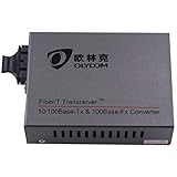 10/100Mbps Rate RJ45 to Optic Fiber SC Ethernet Media Converter Single Mode Double-Core CAT5 Transceiver 20km 1310nm