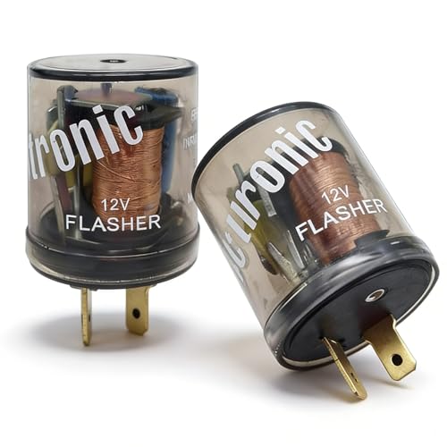 KoiLuvGo 2 PCS Car 2 Pin Flasher, LED Turn Signal Indicator Repair Tool, 20A 12V Transparent Round Shell Fast Flasher Relay, Universal Flasher Relay for Most Cars Motorcycles