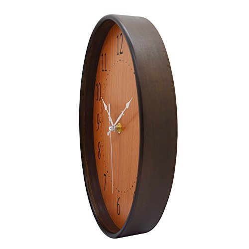 Misue Silent Oval Wall Clock Natural Wood Frame No-Ticking Decorative Sweeping Vintage Wooden Clocks #TOP2