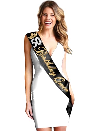50th Birthday Gifts for Her - PREMIUM GRADE SATIN Sash - Milestone Birthday Party Decorations2
