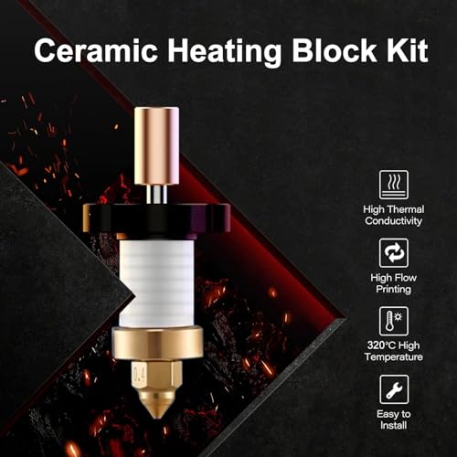 Zestaw Ceramicznego Bloku Grzejnego do Drukarki 3D CREALITY K1, 320 ℃ 600 Mm/s z mosiężną dyszą Termistora, Ceramika o Wysokiej Przewodności Cieplnej