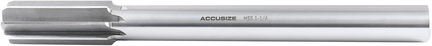Accusize - 1-1/4" 10 Flute HSS Chucking Reamer Straight Shank Straight Flute, #5015-0320