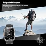 Military Smart Watch for Men (Answer/Make Calls), 2.01'' Smart Watch for Android and iPhone, Fitness Tracker with Flashlight/Compass/100 Days Battery/Heart Rate/Sleep/100+ Sport Modes(2 Straps) - Image 4