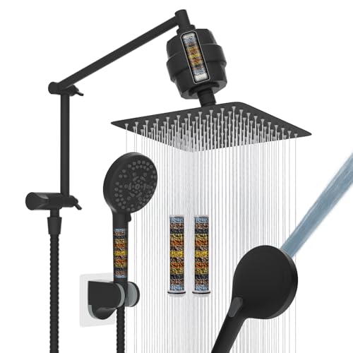 Image of Metal Rain Filtered Shower Head with Handheld, 10 inch High-Pressure,10-Mode
