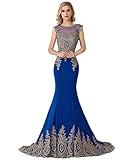 MisShow Women's Embroidery Lace Long Mermaid Formal Evening Prom Dresses