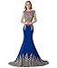 MisShow Women's Embroidery Lace Long Mermaid Formal Evening Prom Dresses