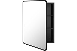 Movo Matte Black Medicine Cabinet with Mirror - 20"x28"