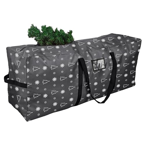 YiYa Christmas Tree Storage Bag for 7.5 Ft Heavy Duty 600D Oxford Xmas Tree Bag Waterproof Christmas Storage Container With Handles for Christmas Tree Garland(Black, L)