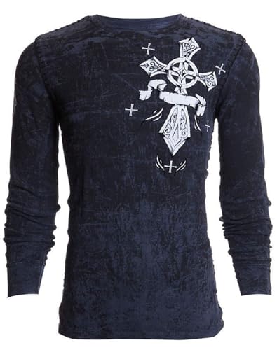 Archaic by Affliction Men's Thermal Shirt Countdown Charcoal2