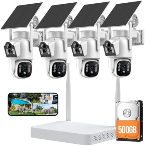 Camcamp Solar Security Cameras Wireless Outdoor, Dual-Lens Camera...