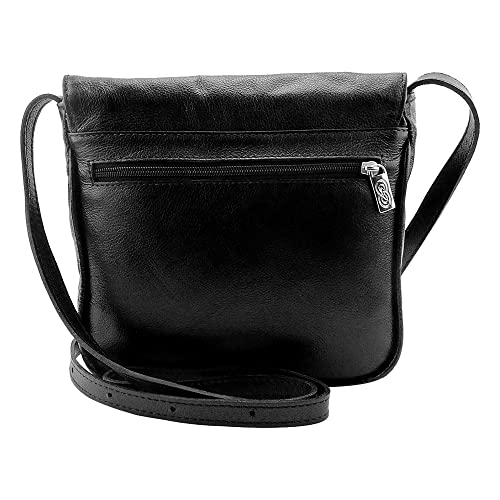 Bolsa Transversal Feminina VENEZA em Couro (Preto)