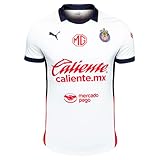 PUMA Men's Chivas 24/25 Away Replica Soccer Jersey - Support Your Team in Style (US, Alpha, Large, Regular, Regular, White)