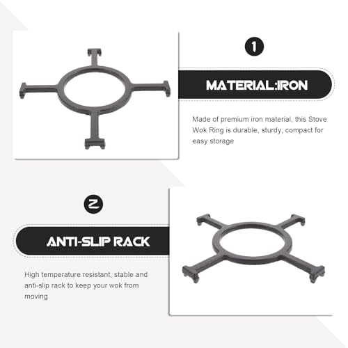 Hemoton Wok Ring, 7.43 Inch Cast Iron Wok Support Ring Replacement Parts for Gas Stove, Etc Round Gas Stove Stand Rack Accessories - Thumbnail 5