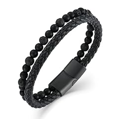 Style：Double Row, Stone: Lava Rock&Matee Black Onyx