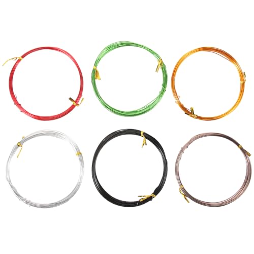 Yardenfun Alambre de Aluminio para Bonsái 10 MM X 5 M 6 Piezas de Colores Variados Rojo Vino Dorado Plateado Verde Negro Café Alambre para Entrenamiento y Modelado de Bonsáis