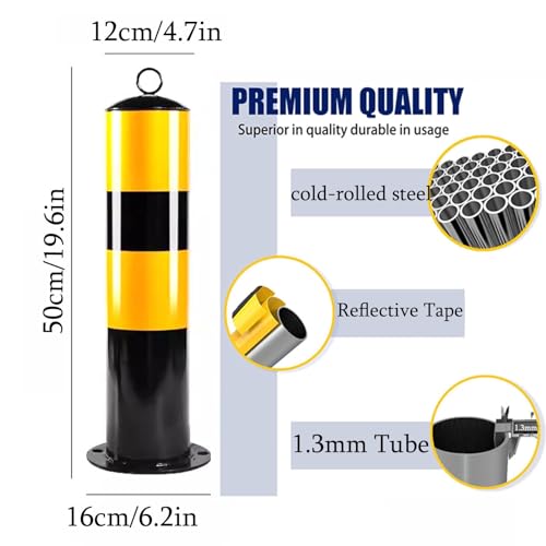 Safety Bollard Poste de amarração de segurança, postes de amarração de aço amarelo com fita reflexiv