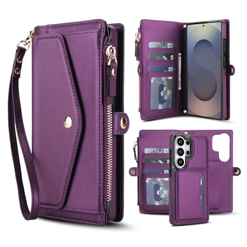 Étui pour Samsung S24 FE en cuir violet avec fini élégant et fermeture magnétique amovible