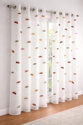 Image of THE LINEN COMPANY Cotton Sheer Printed Curtain for Window Bedroom and Living Roonm Home decor Set of 2 (04 Feet,Dragon Print)