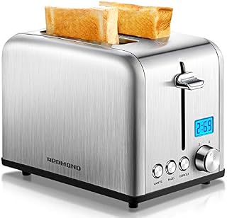 REDMOND Toaster 2 Slice, Stainless Steel Wide Slot Toaster with LCD Countdown Timer