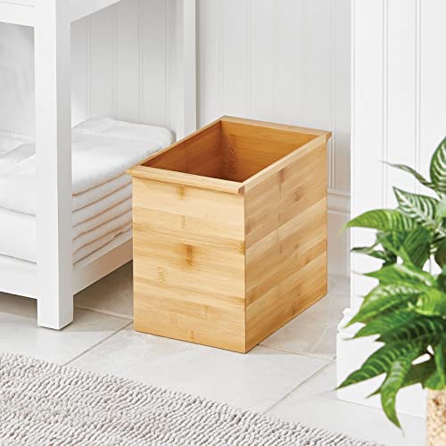 Mdesign Bamboo Small Trash Can Wastebasket, Garbage Container Bin For Bathrooms, Powder Rooms, Kitchens, Home Offices - Built-In Handles - Eco-Friendly - Natural #TOP1