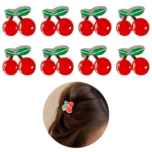 8 PCS Cherry Hair Clips Artificial Fruit Cherry Hair Accessories,summer style small grab clip, suitable for thin and thick hair accessories gifts for women and girls