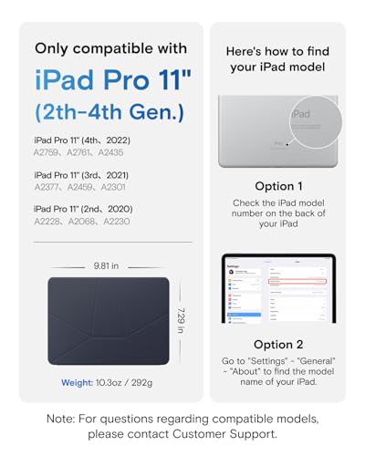 Image of MOFT Dynamic Folio Case for iPad Pro 11-inch(2nd /3rd /4th Generation, 2020 /2021 / 2022), Silm Magnetic Stand Case with 20+ Viewing Angles, Auto Wake /Sleep,Navy Blue