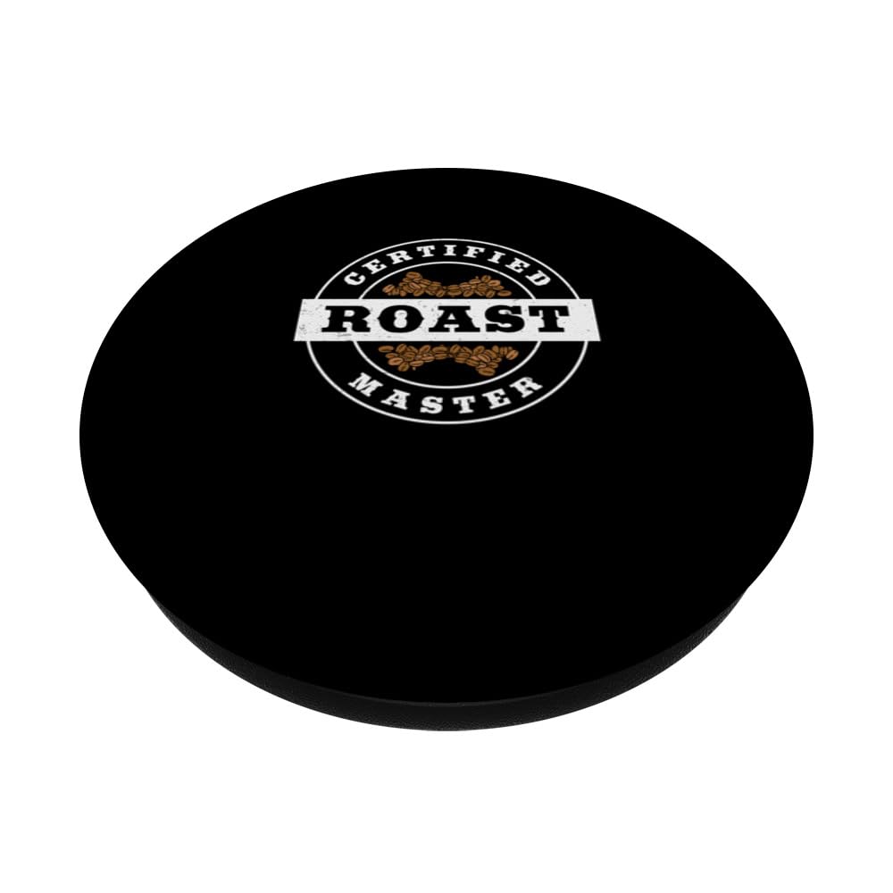 Certified Roast Master Coffee Bean Roasting A Coffee Roaster PopSockets Swappable PopGrip, Black - Image 2