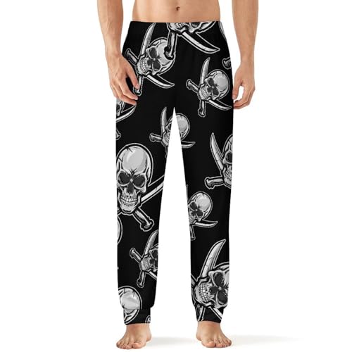 Pirate Flag Hoodies Skull Sweatshirts Skull And Swords Pajama Pants Men Pj Bottoms Sleepwear Lounge Pant