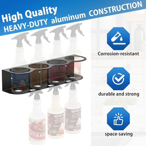Fengone 4 Spray Bottle Holder Wall Mount Hangable Space-efficient Spray Can Holder Wall Mount Spray Bottle Hanger for Universal for Garage and Home by Fengone - Used condition - Image 3