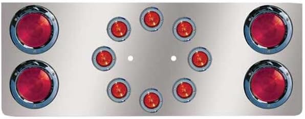 Technical Precision Replacement For MACK CHU613 YEAR 2015 14 INCH 304 STAINLESS STEEL REAR CENTER PANEL WITH 4-4 INCH 8-2 IN ROUND RED CLEAR LEDS BEZELS