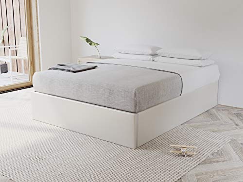 VANT Upholstered Platform Bed - Queen Size - Metallic Neutral Champagne - Easy Assembly Bed Frame No Box Spring Needed Foundation for Optimal Support - Sleek Modern Design for Any Bedroom