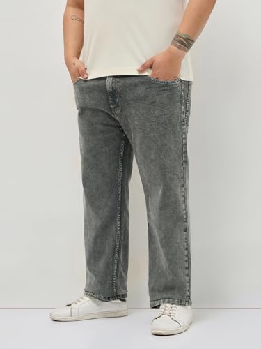 Image of Urbano Plus Men's Regular Fit Heavy Washed Denim Jeans Stretchable