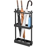 Kawaiita Umbrella Stand with Drying Stone, Steel Umbrella Holder Rack, Organizer for Entryway, Mudrooms, Office, Black